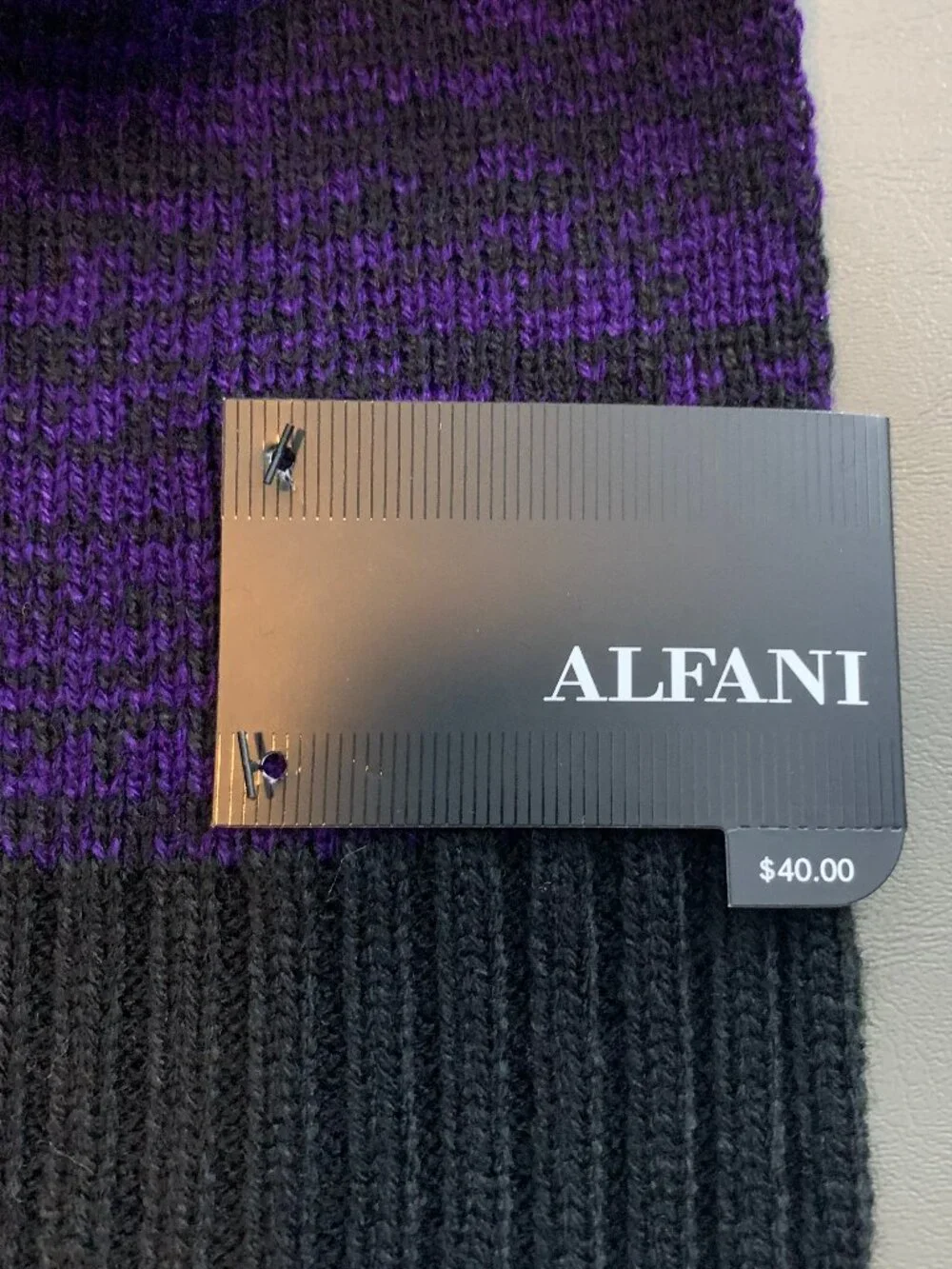 Alfani Men's 100% Acrylic Knit Space-Dyed Scarf, Plum Purple, One Size
